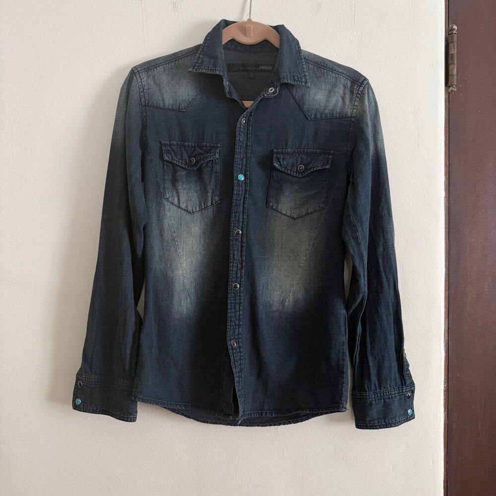 Schlussel Kleider Die Musik | Vintage Denim Western Style Shirt | 2 XS Japanese